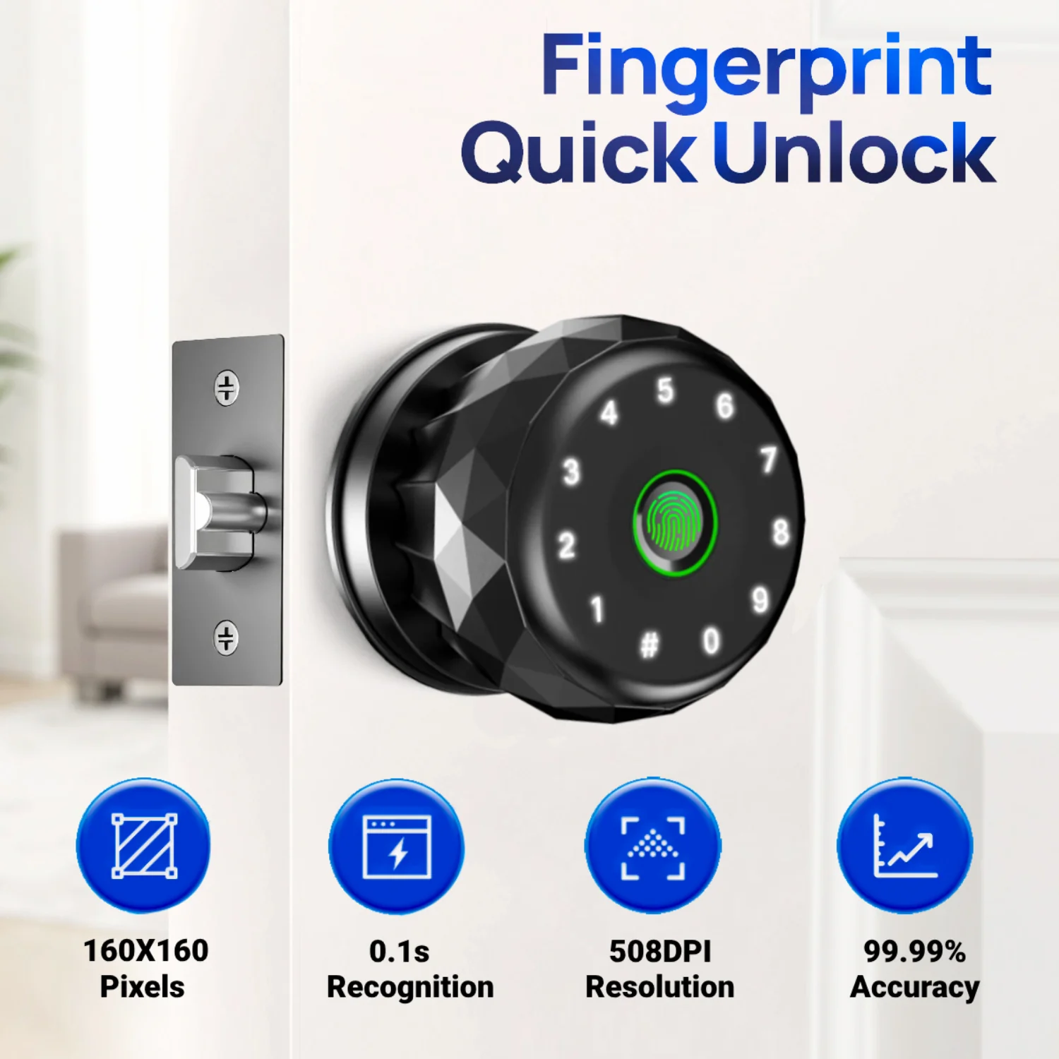 2303P Smart Door Knob, Fingerprint APP Control Electronic Deadbolt - Image 3