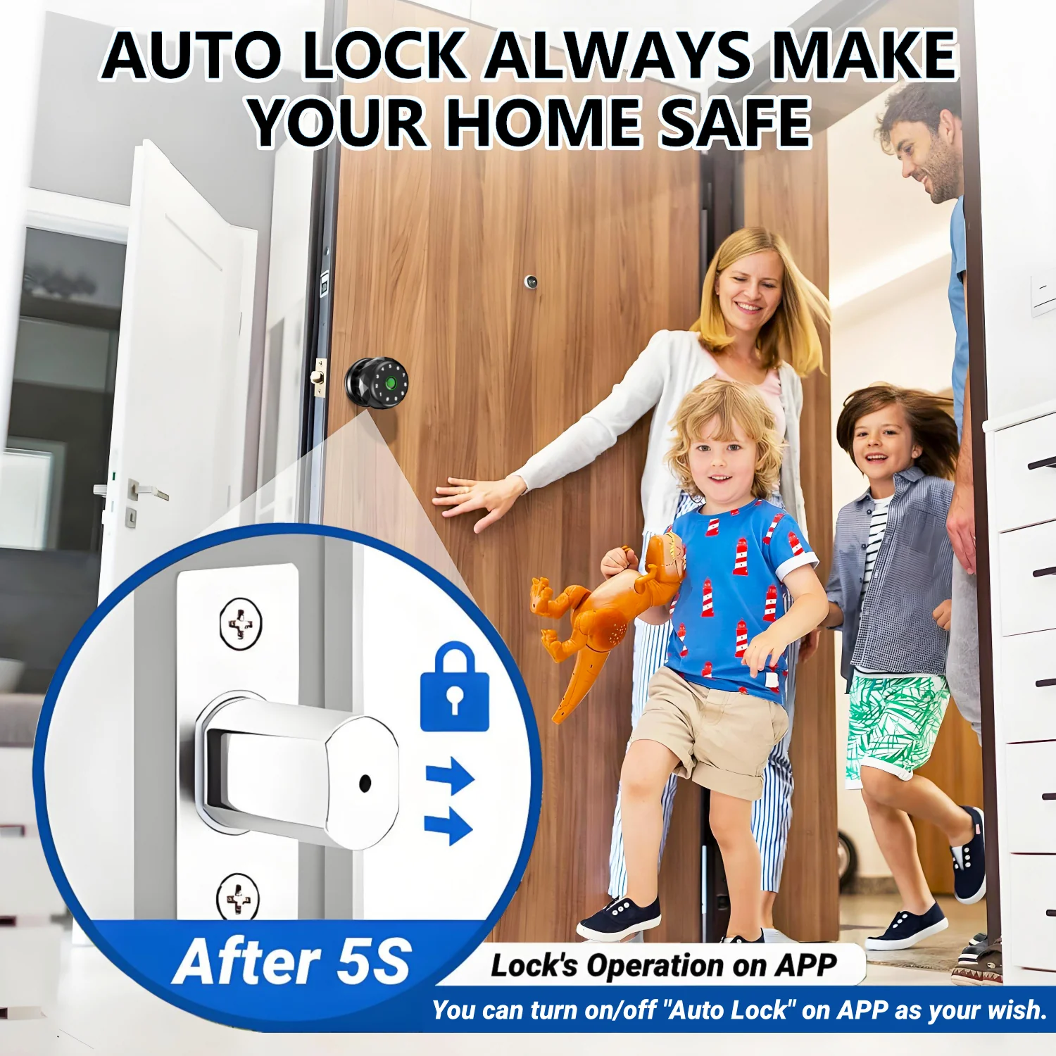 2303P Smart Door Knob, Fingerprint APP Control Electronic Deadbolt - Image 6