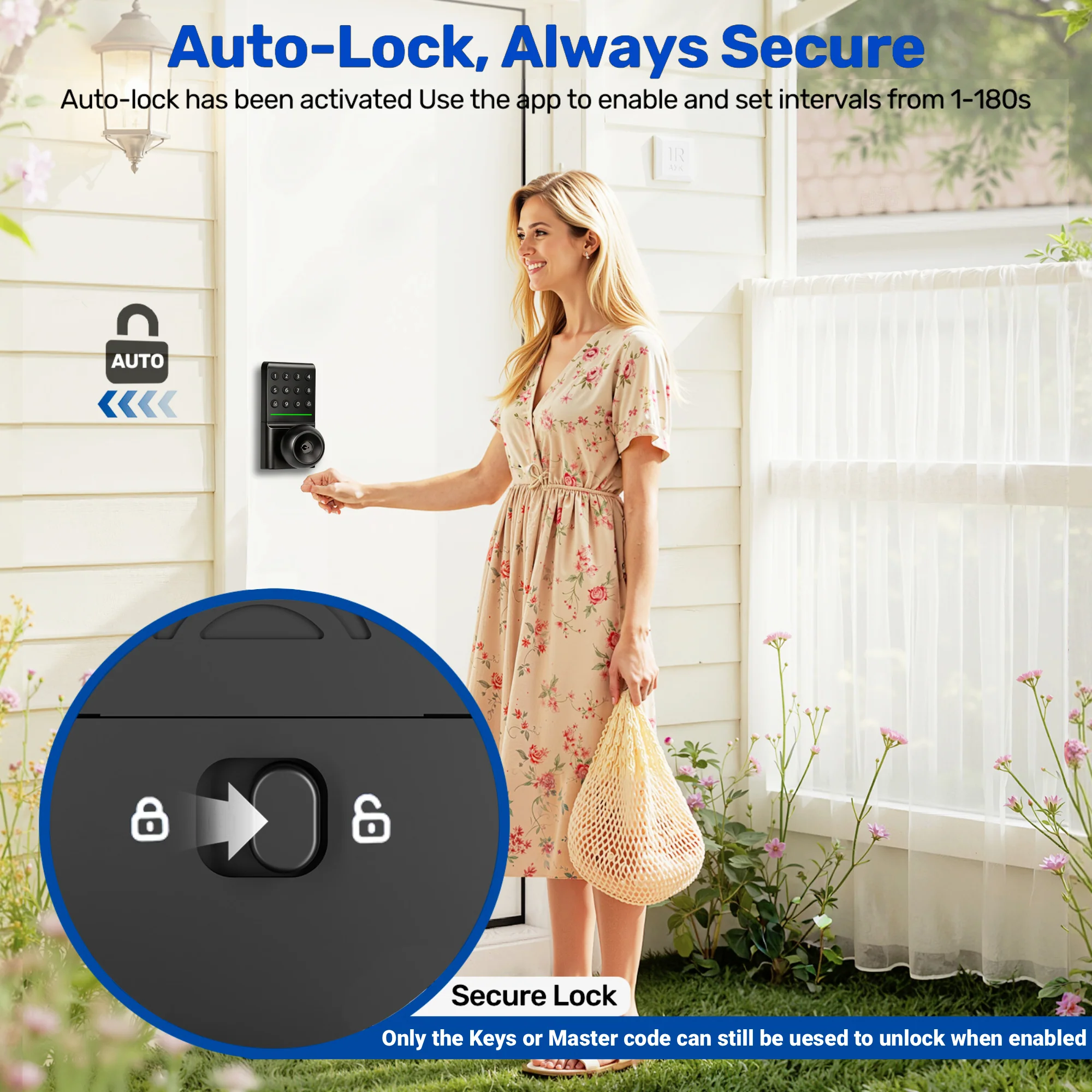 2502C Smart Door Lock, Keypad Deadbolts with Knob Handle - Image 5
