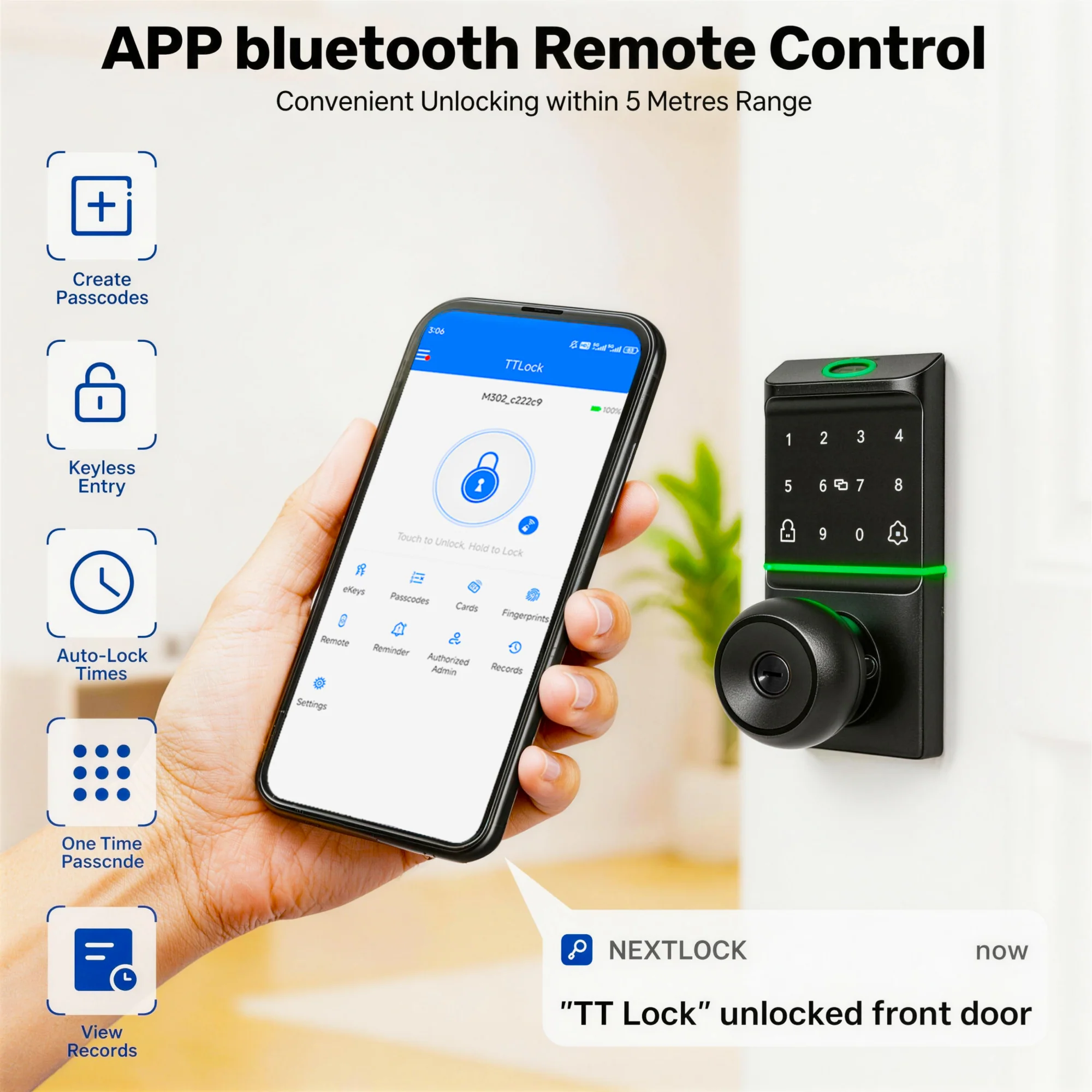 2504B Smart Door Lock, Fingerprint Deadbolts with Knob Handle - Image 4