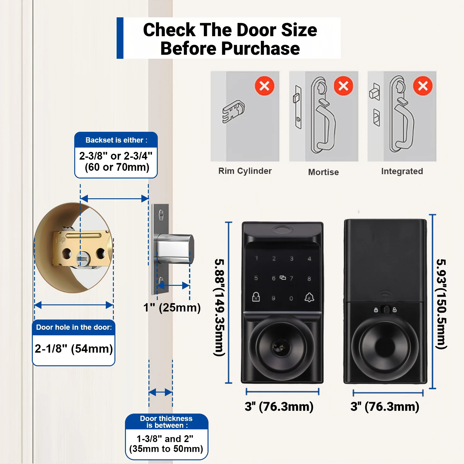 2504B Smart Door Lock, Fingerprint Deadbolts with Knob Handle - Image 8
