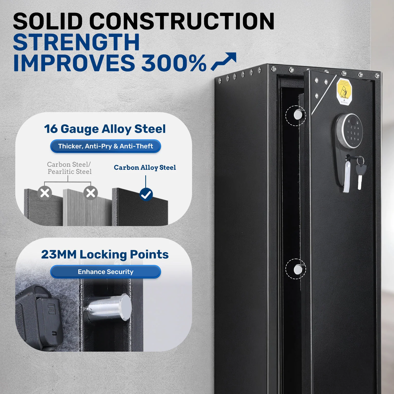 SE0104 Rifle Safe, Compact 5 Gun Storage Cabinet Digital Panel - Image 7
