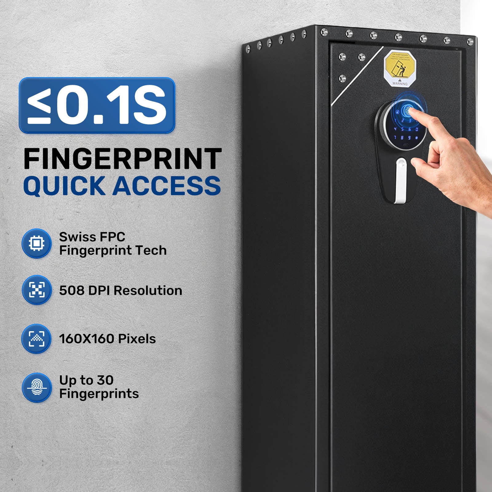 SF0104 Rifle Safe, Compact 5 Gun Storage Cabinet Fingerprints - Image 3