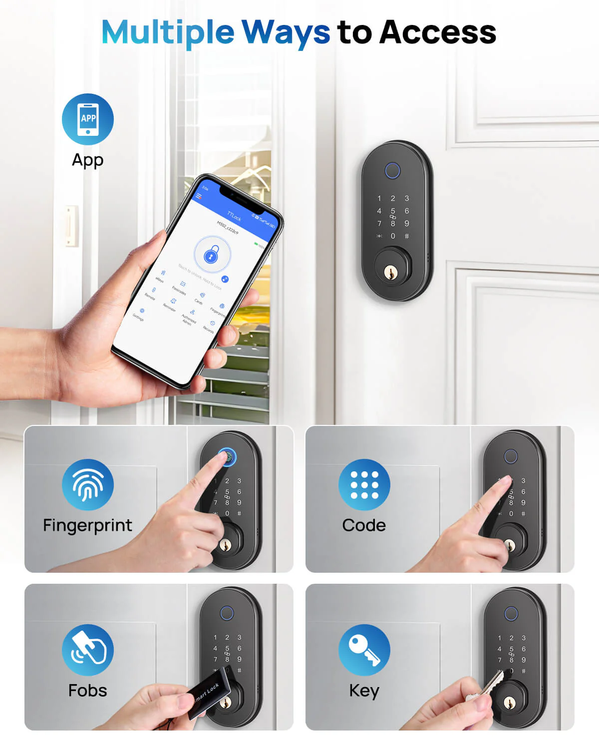 DL0101 Smart Door Lock, Fingerprint APP Control Deadbolt Set - Image 4