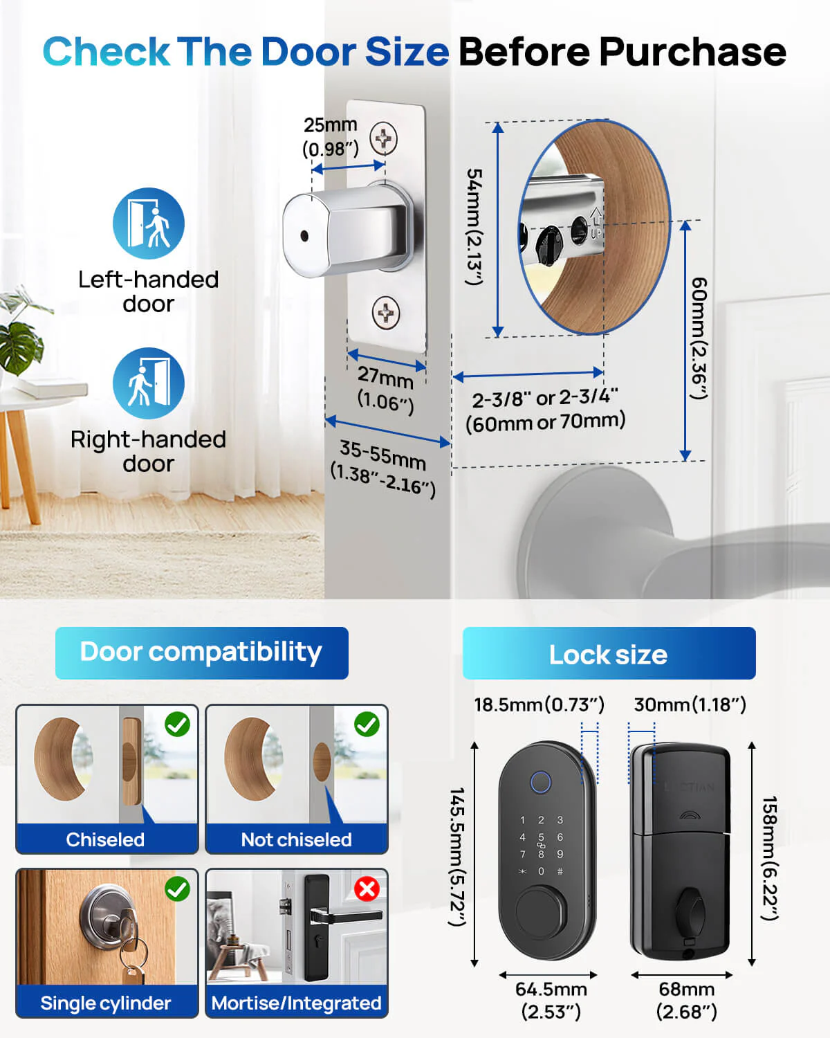 DL0101 Smart Door Lock, Fingerprint APP Control Deadbolt Set - Image 7