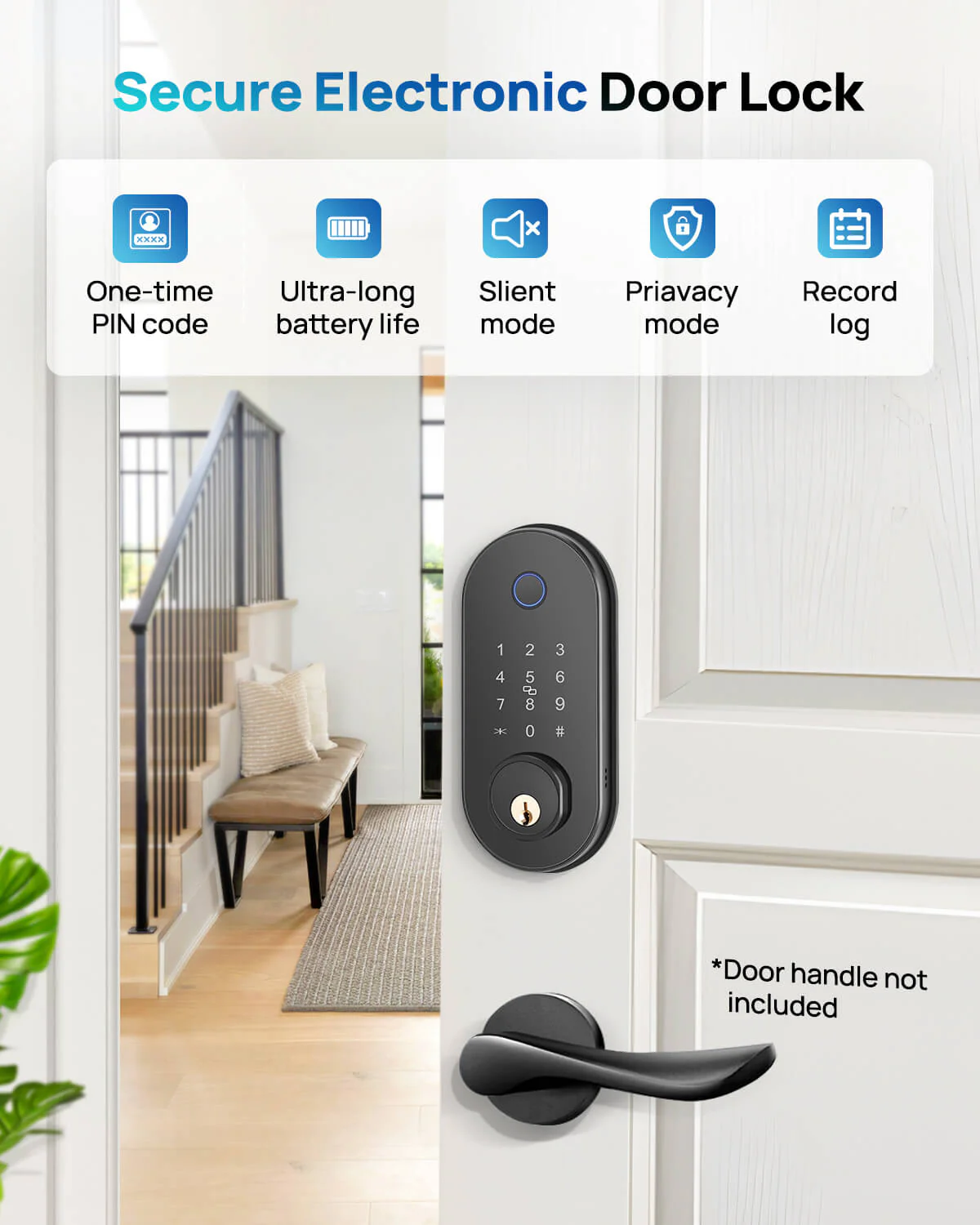 DL0101 Smart Door Lock, Fingerprint APP Control Deadbolt Set - Image 8