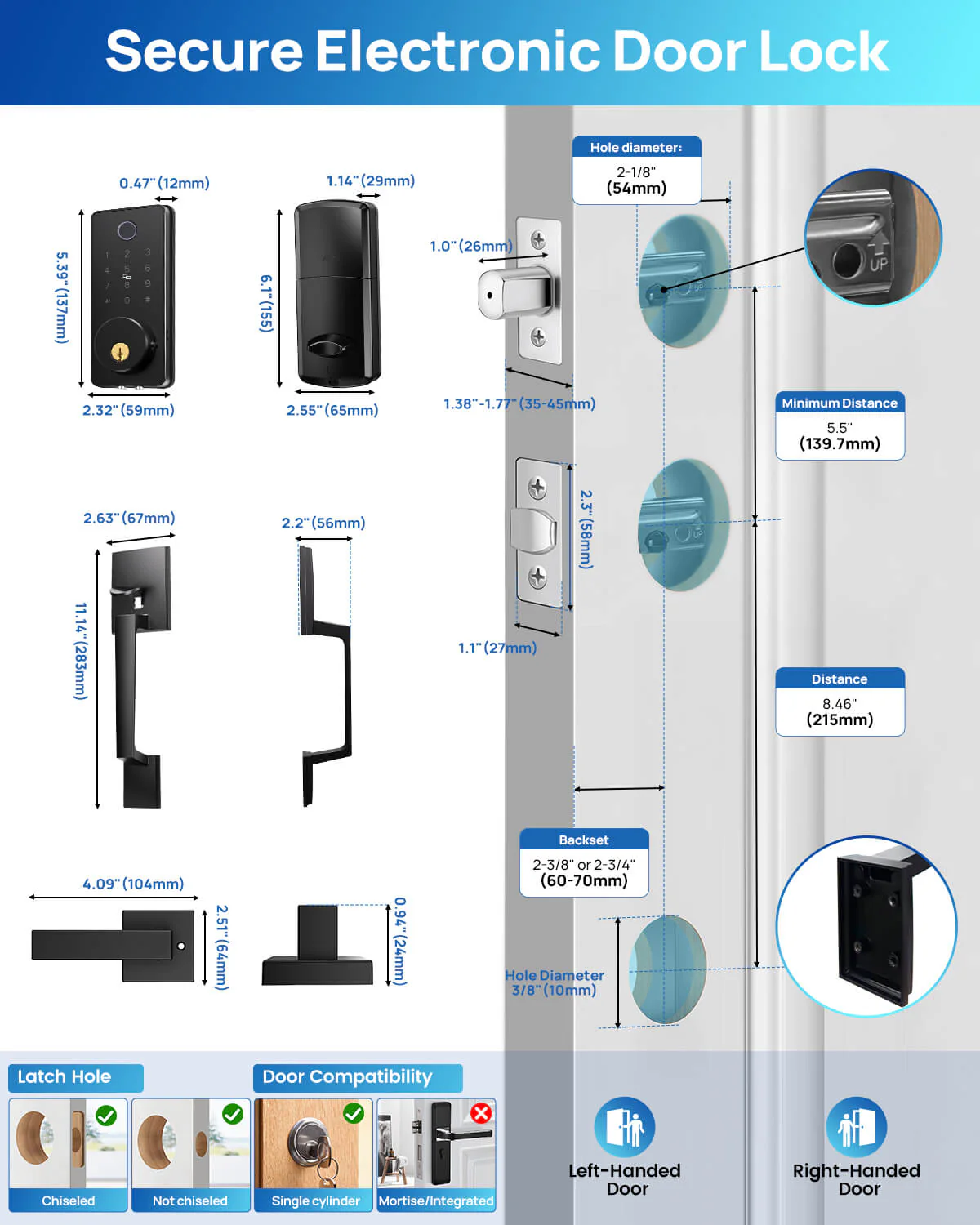 DL0102 Smart Door Lock,  Fingerprint WiFi APP Handle Deadbolt - Image 9