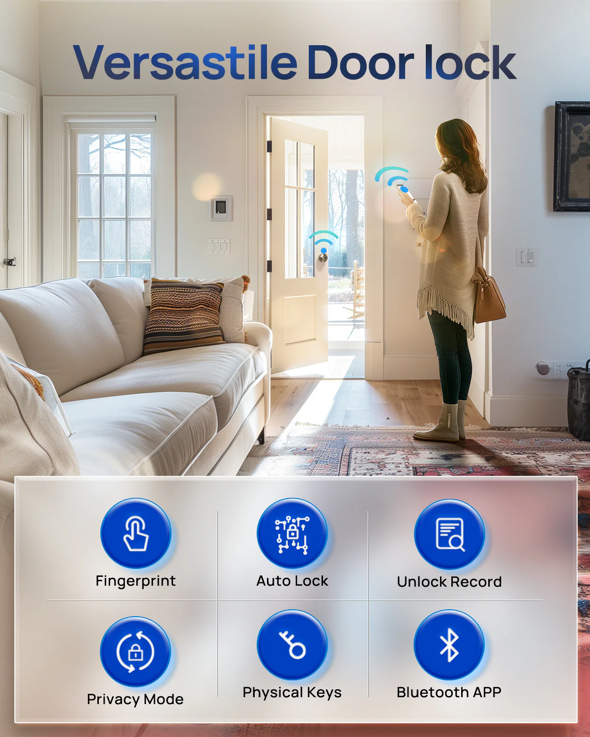 DL0201 Fingerprint Door Knob, Smart APP Control Lock Deadbolt - Image 5