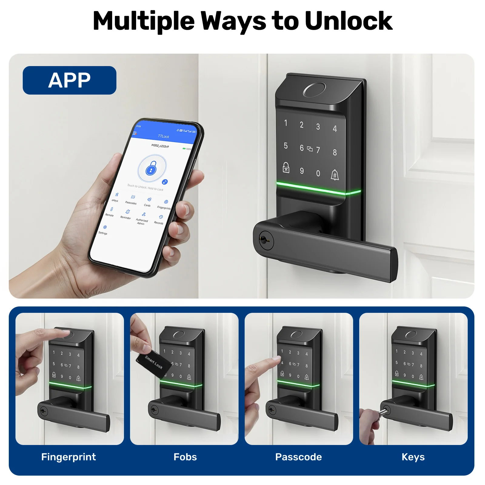 DL0301Pro Smart Door Lock, Fingerprint WIFI App with Handle - Image 4