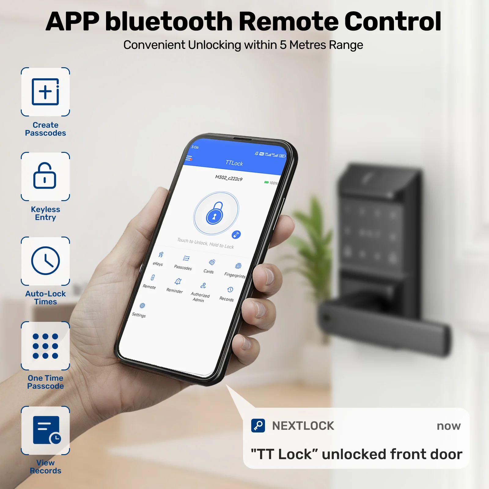 DL0301Pro Smart Door Lock, Fingerprint WIFI App with Handle - Image 5