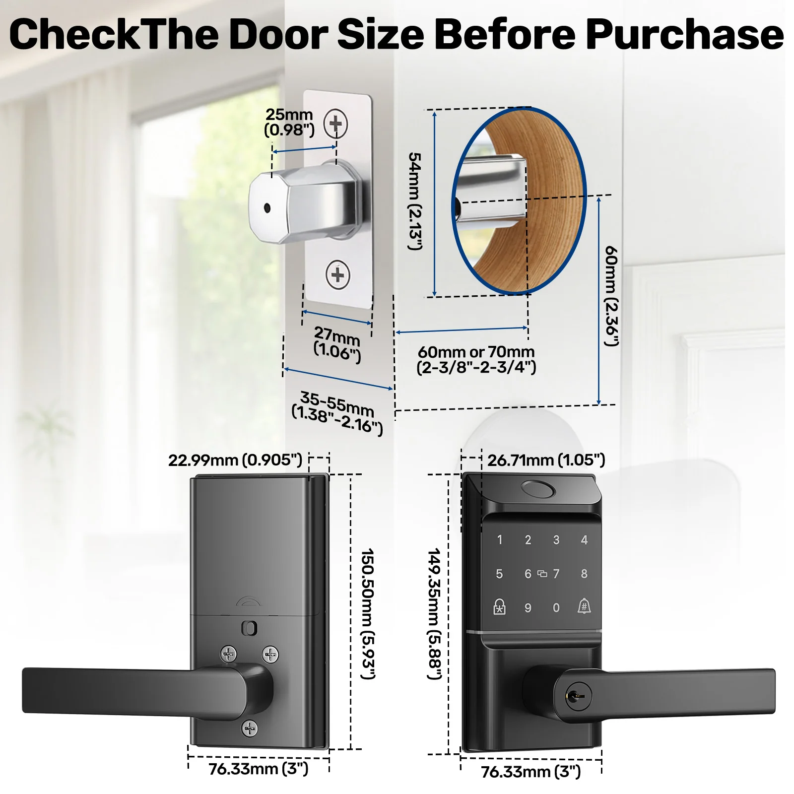 DL0301Pro Smart Door Lock, Fingerprint WIFI App with Handle - Image 9