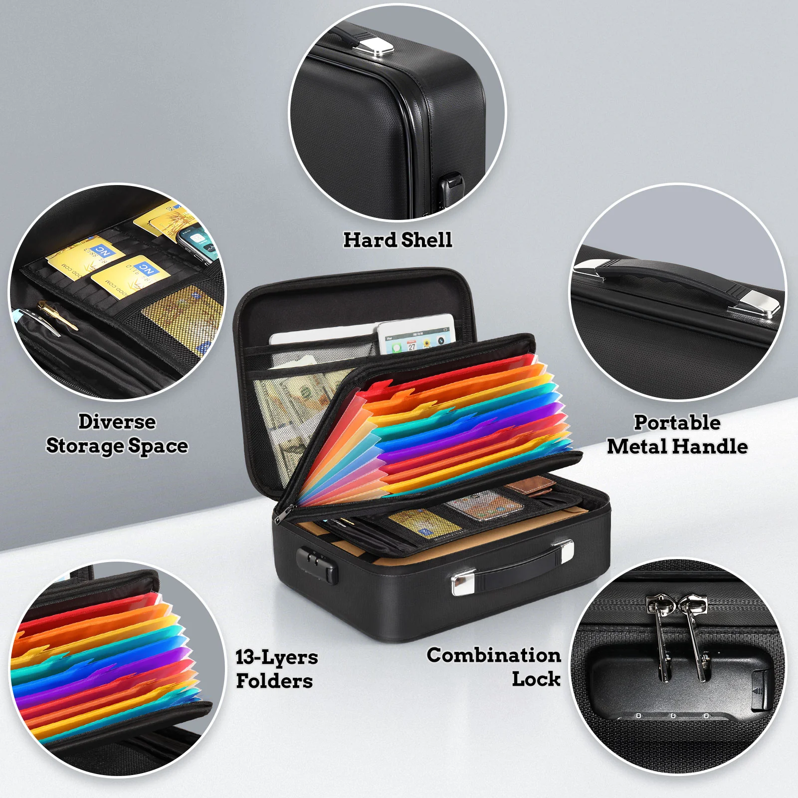 FB-A300201 File Box, Fireproof Portable Handle Case with Lock - Image 4