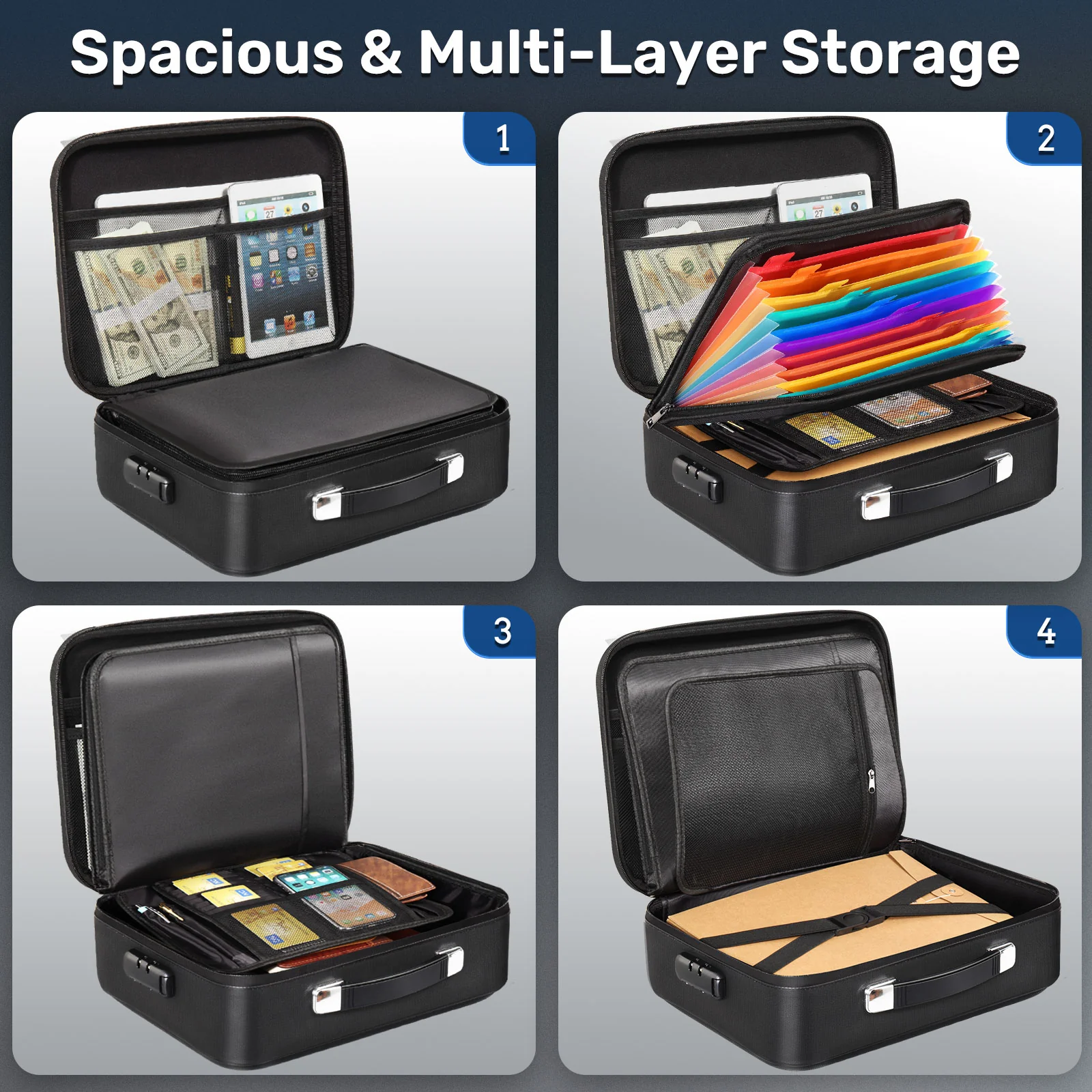 FB-A300201 File Box, Fireproof Portable Handle Case with Lock - Image 5
