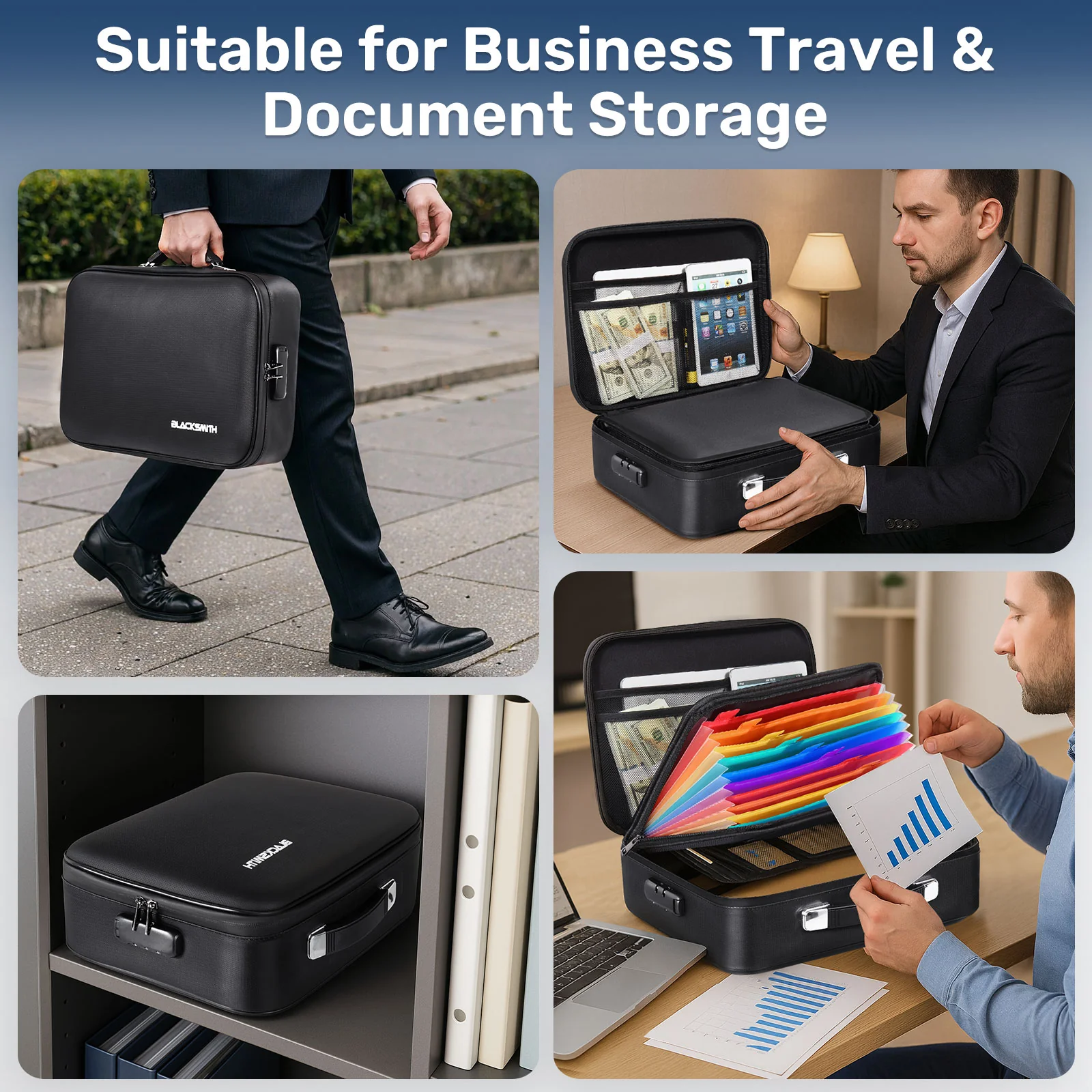 FB-A300201 File Box, Fireproof Portable Handle Case with Lock - Image 7