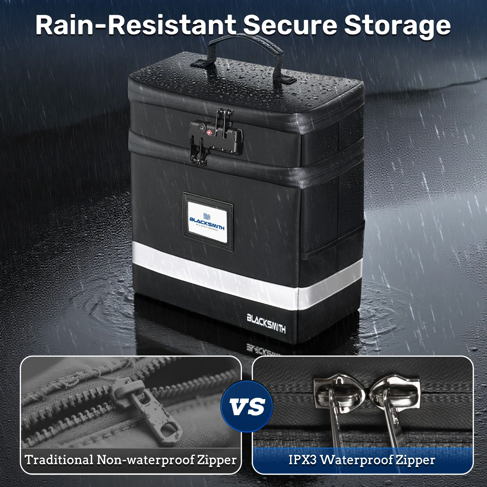 File Box with Lock, Fireproof Multi-Layer Collapsible Handle Bag - Image 3