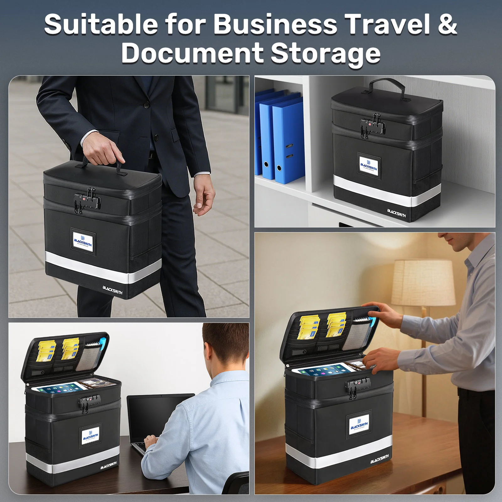 File Box with Lock, Fireproof Multi-Layer Collapsible Handle Bag - Image 7