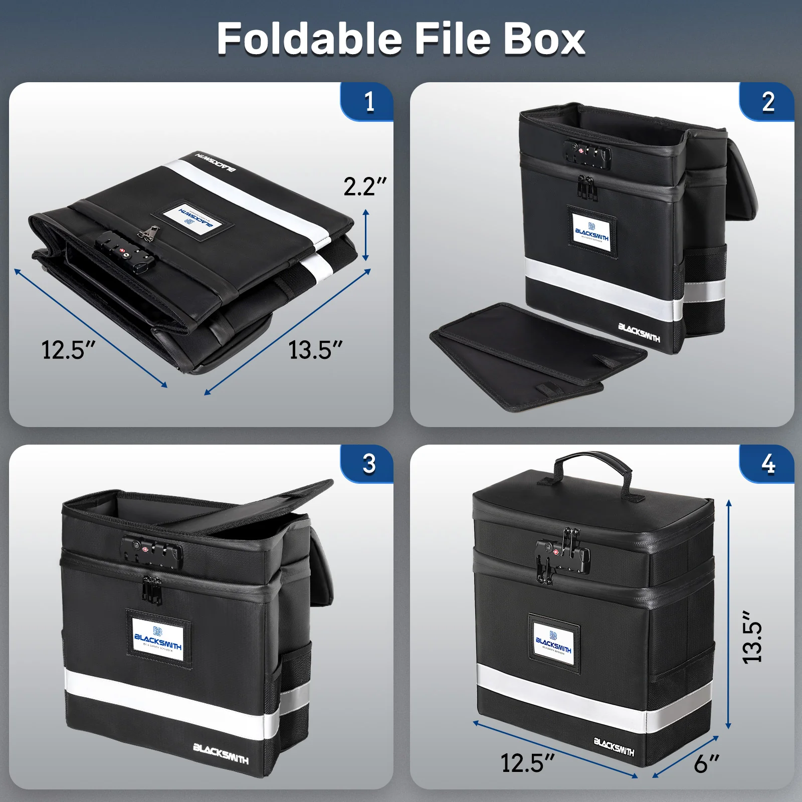 File Box with Lock, Fireproof Multi-Layer Collapsible Handle Bag - Image 8