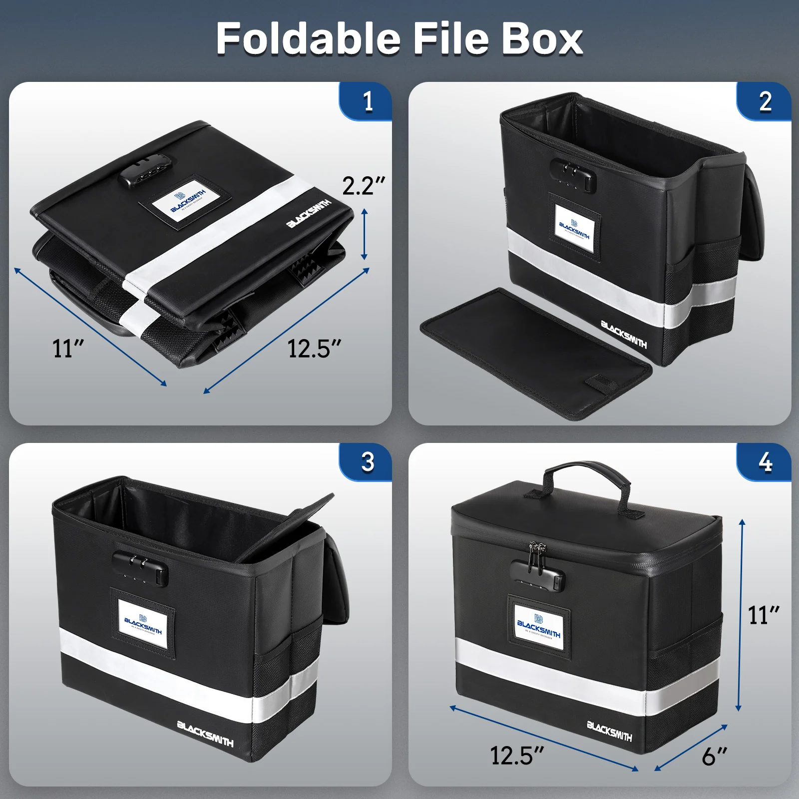 File Box with Lock, Fireproof Multi-Layer Collapsible Handle Bag - Image 9