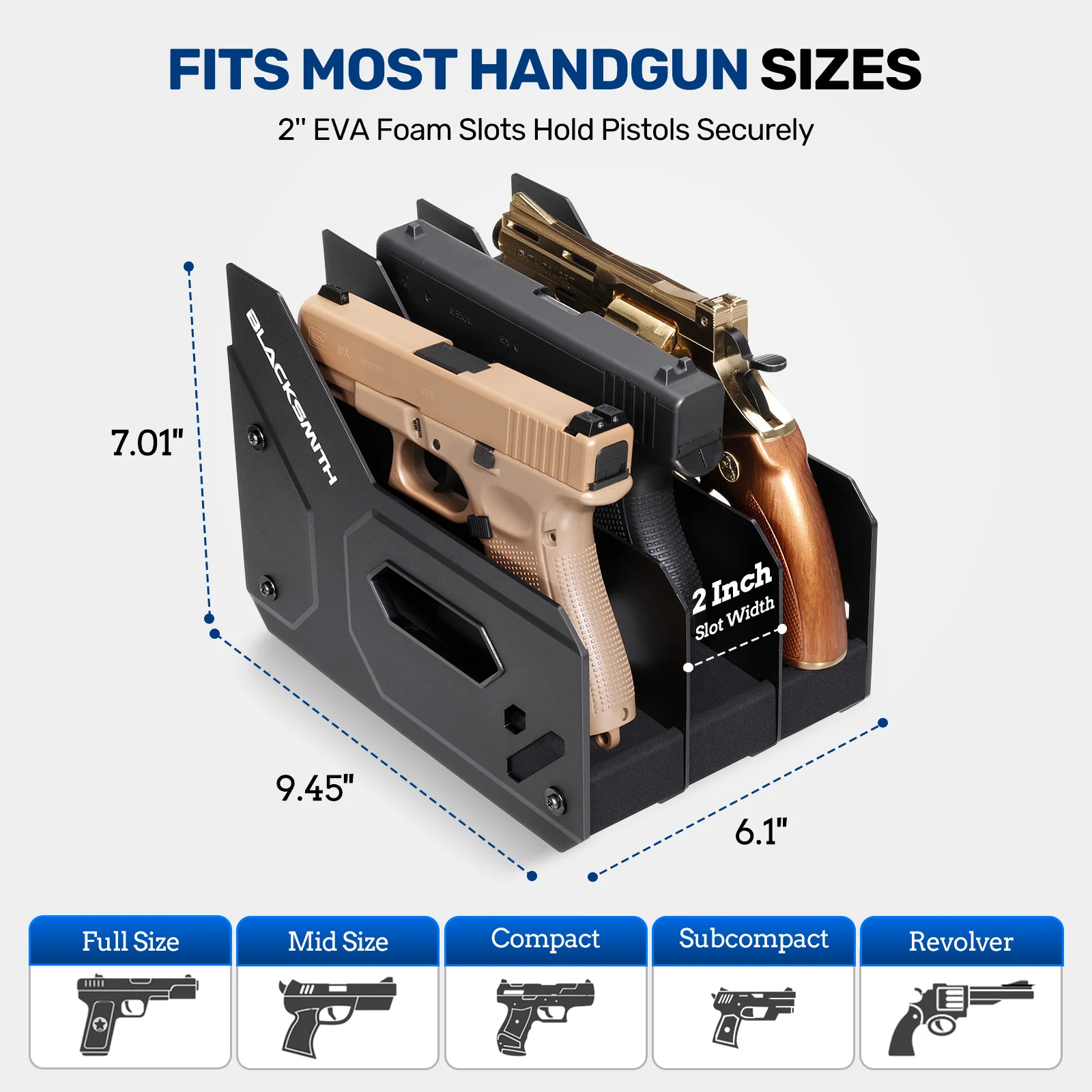GM Series Pistol Rack, Large Soft Foam Handgun Organizer - Image 3