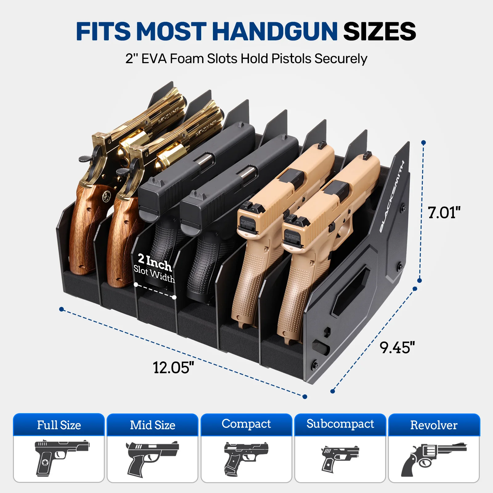 GM Series Pistol Rack, Large Soft Foam Handgun Organizer - Image 4