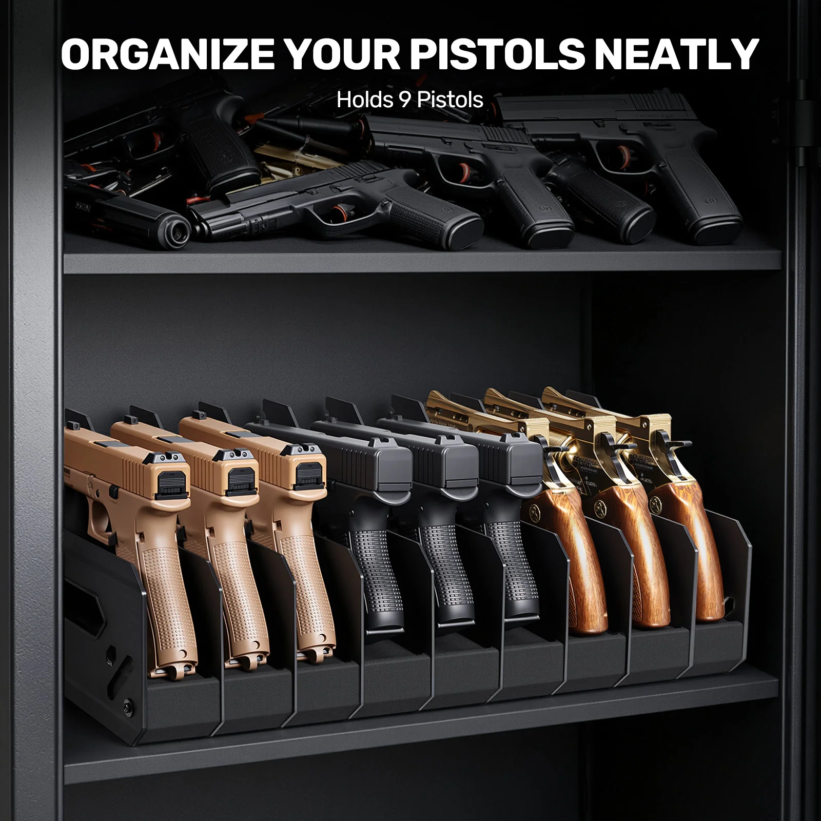 GM Series Pistol Rack, Large Soft Foam Handgun Organizer - Image 6
