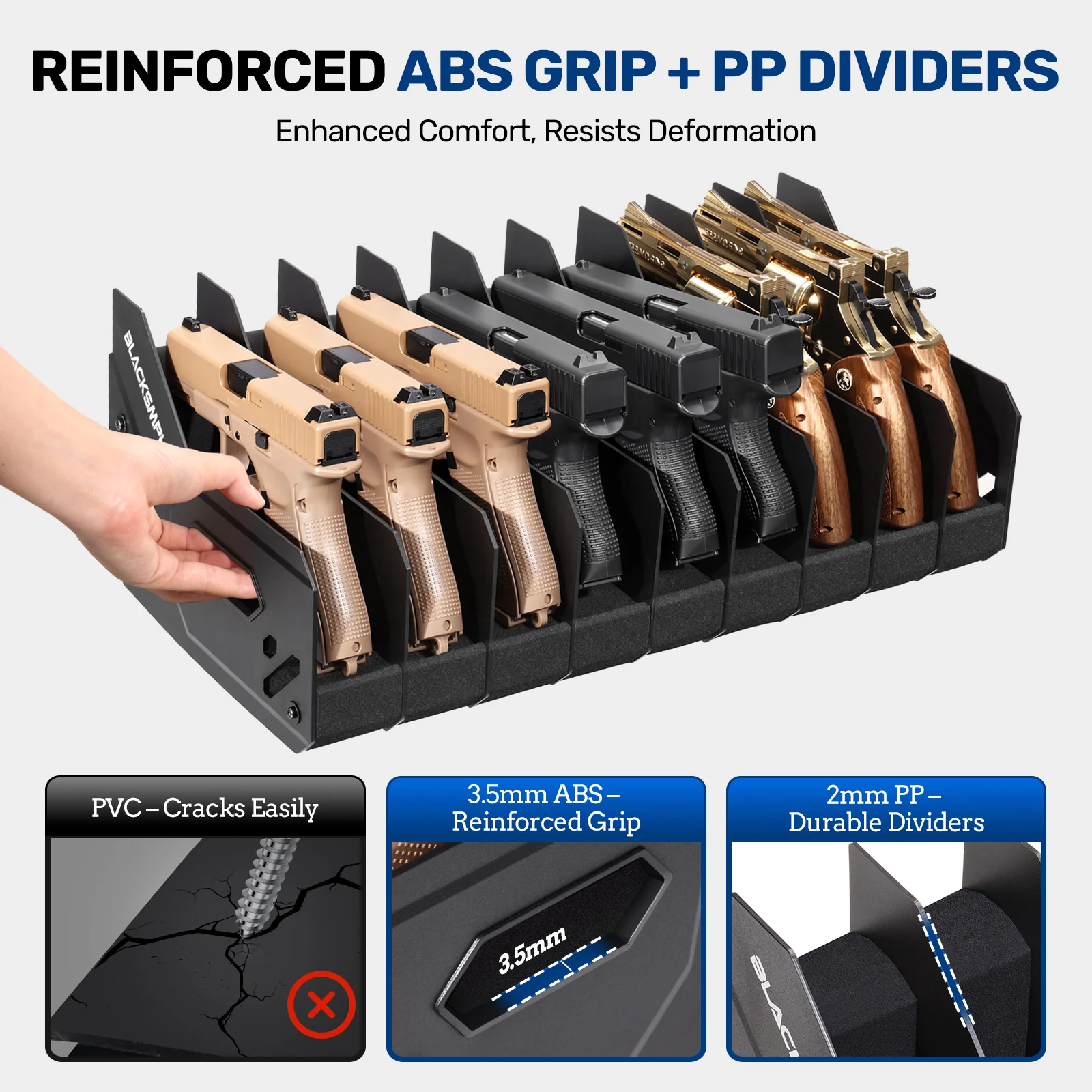 GM Series Pistol Rack, Large Soft Foam Handgun Organizer - Image 8