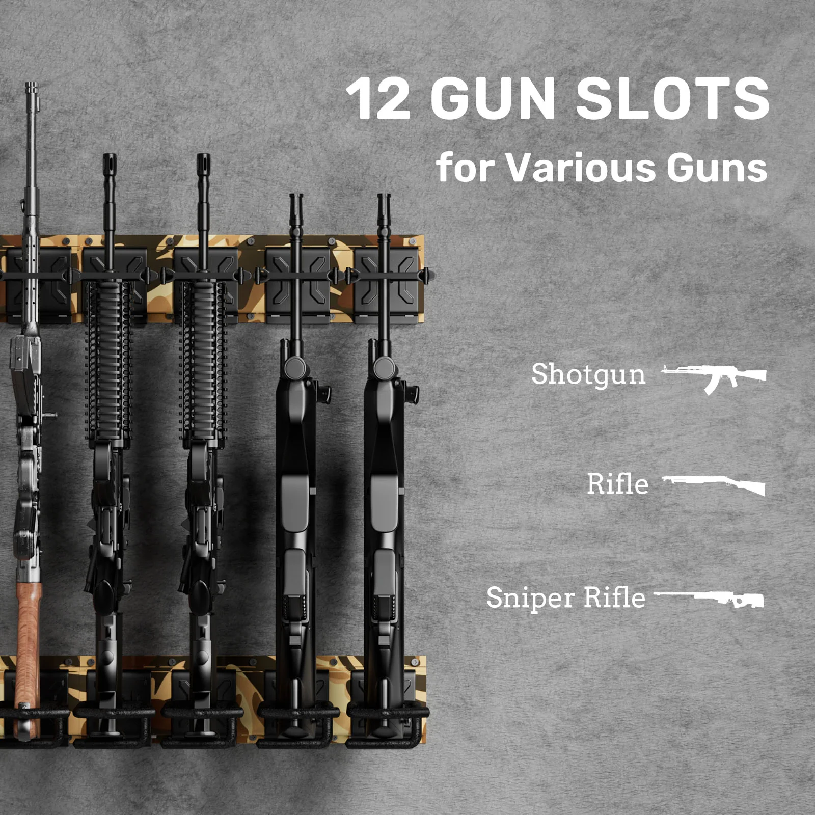 GR Series Rifle Racks, Wall-mounted Long Gun Camouflage - Image 7