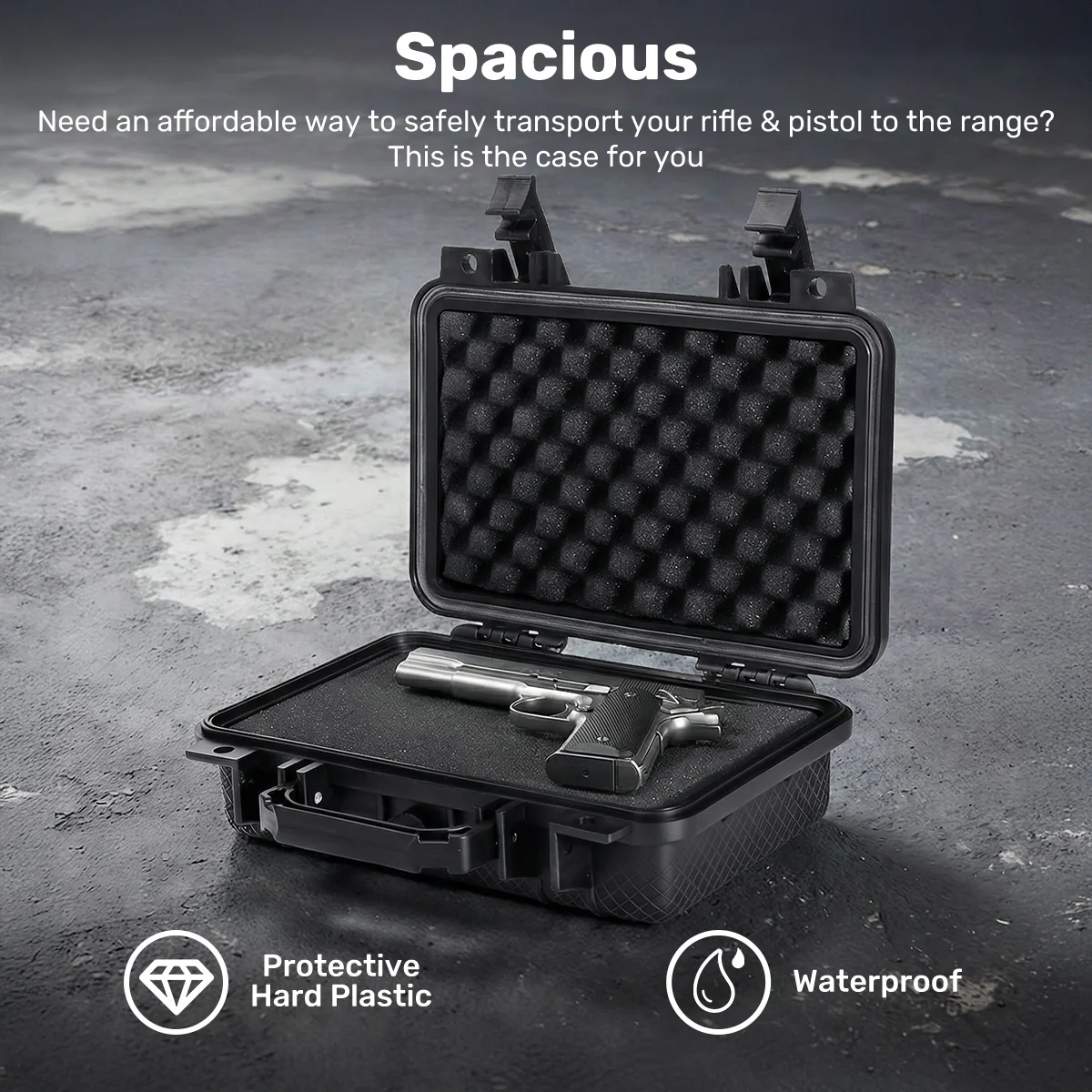 MJ-6077 Pistol Safe, DIY Pre-cut Foam Travel Hard Case - Image 3