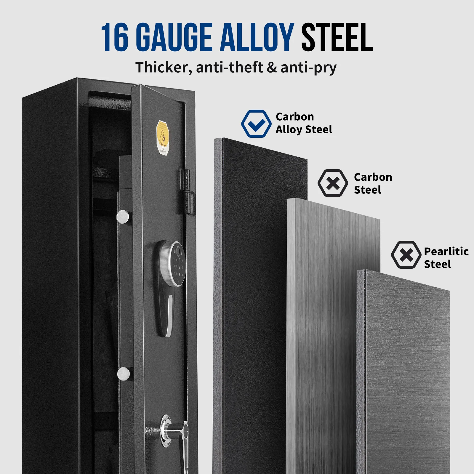 Pro-SF0103 Rifle Safe, 3 Long Gun Cabinet with Fingerprints - Image 6