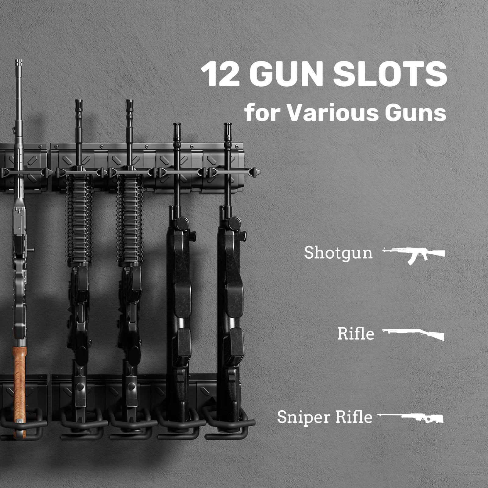 Rifle Racks Wall Mounted, Long Gun 220 Lbs Load Adjustable - Image 4