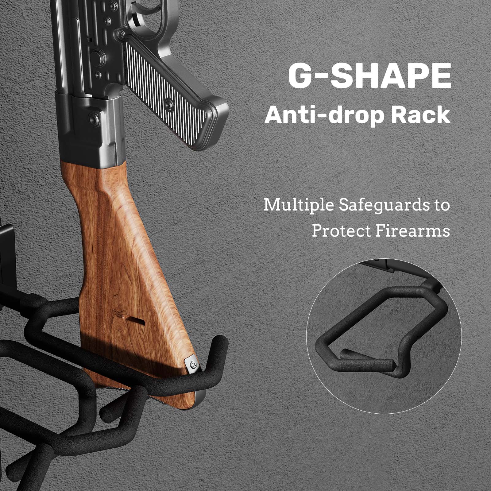 Rifle Racks Wall Mounted, Long Gun 220 Lbs Load Adjustable - Image 5