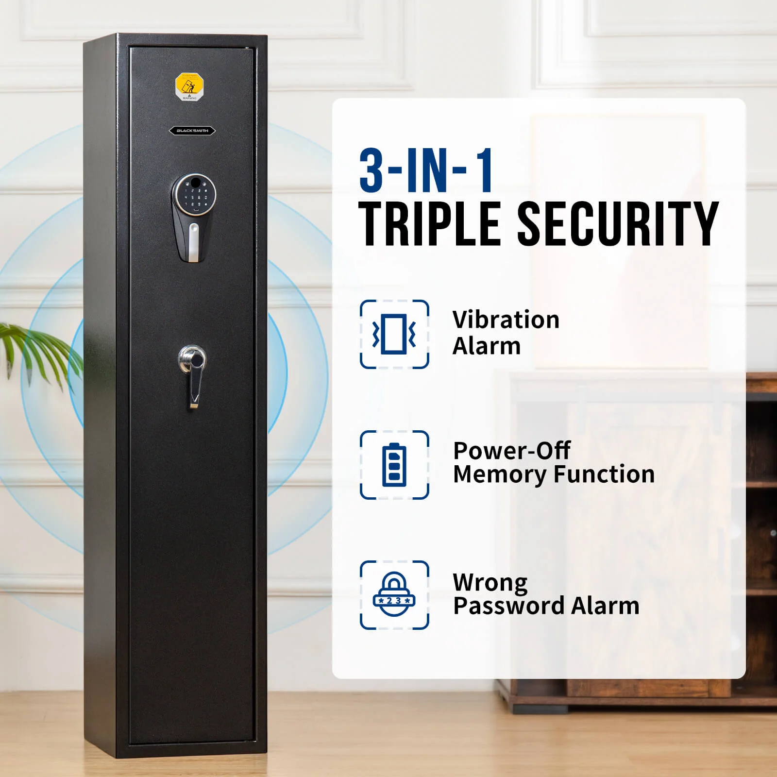 SE0104 Rifle Safe, 5 Long Gun Cabinet with Digital Panel - Image 4