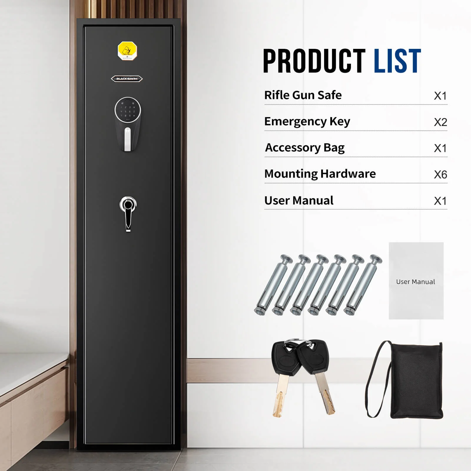 SE0104 Rifle Safe, 5 Long Gun Cabinet with Digital Panel - Image 8