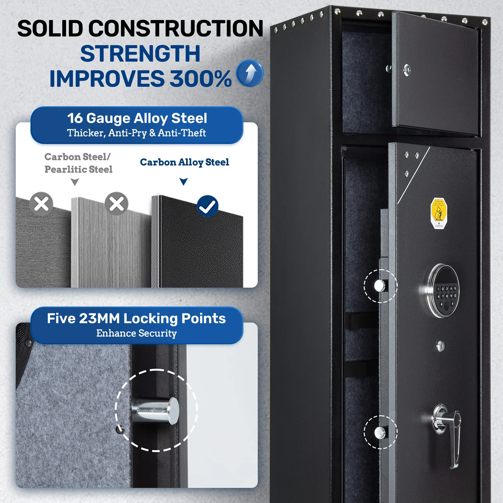 SE0107 Rifle Safe, 6 Long Gun Cabinet Keypad Separate Lockbox - Image 7