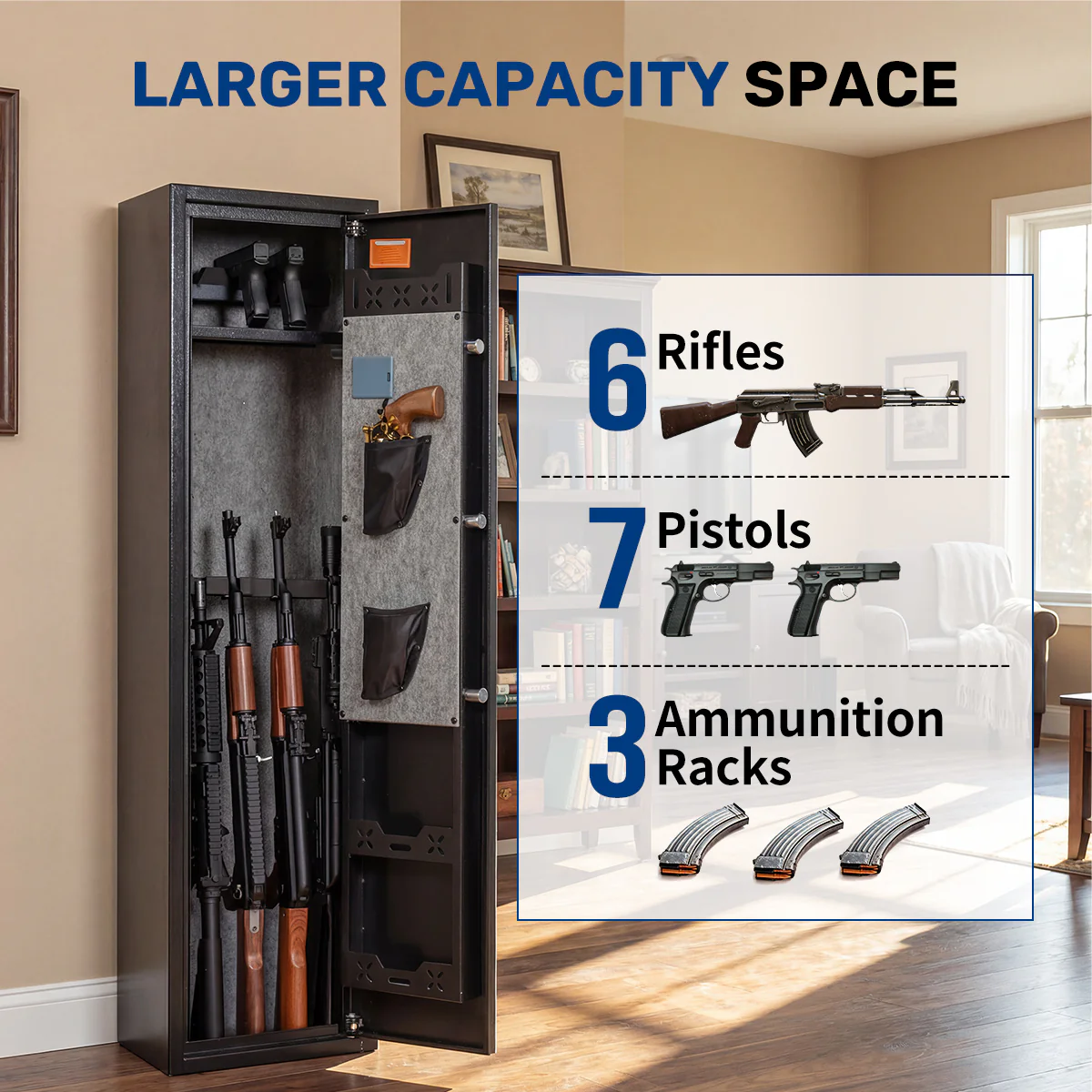 SF0106 Rifle Safe, 6 Long Gun Cabinet with Fingerprints - Image 12