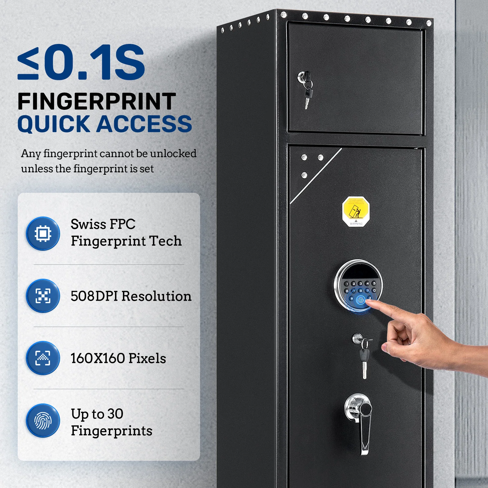 SF0107 Rifle Safe, 6 Long Gun Cabinet Fingerprints Separate Lockbox - Image 3