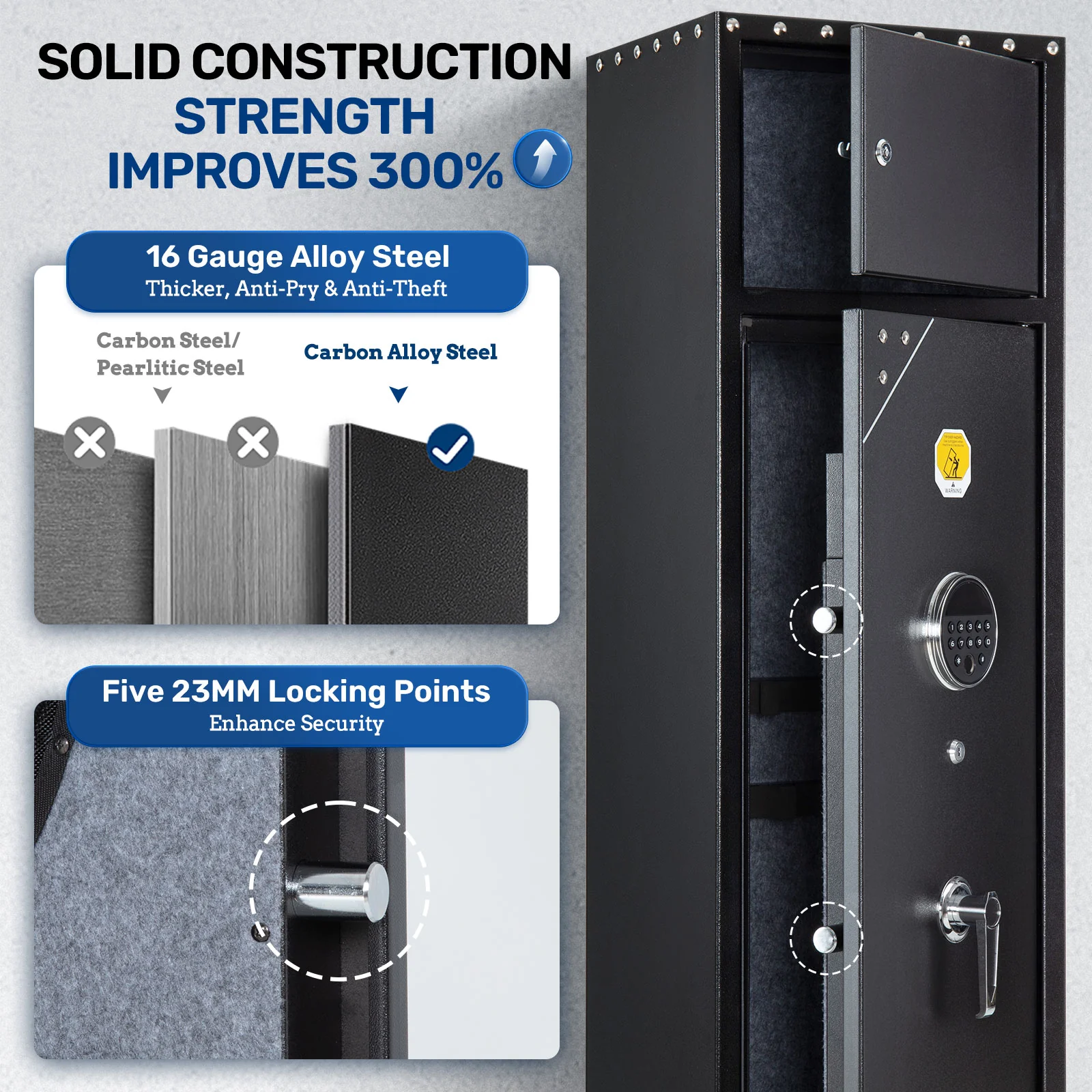 SF0107 Rifle Safe, 6 Long Gun Cabinet Fingerprints Separate Lockbox - Image 7