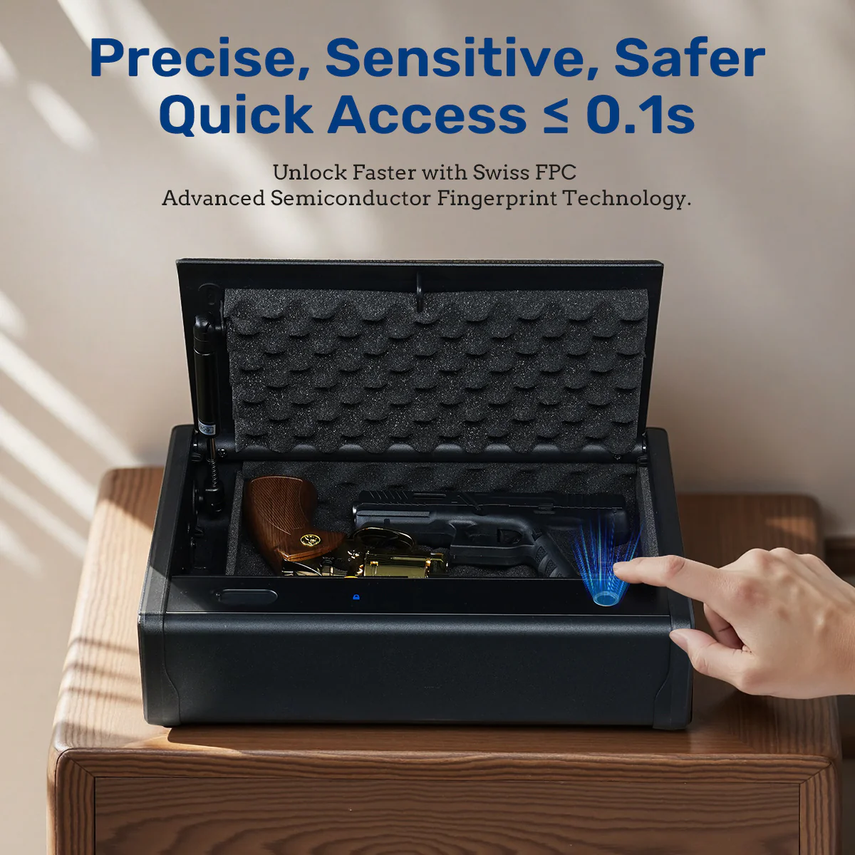 SF0201 Pistols Safe, Bedside Gun Box with Fingerprints - Image 4
