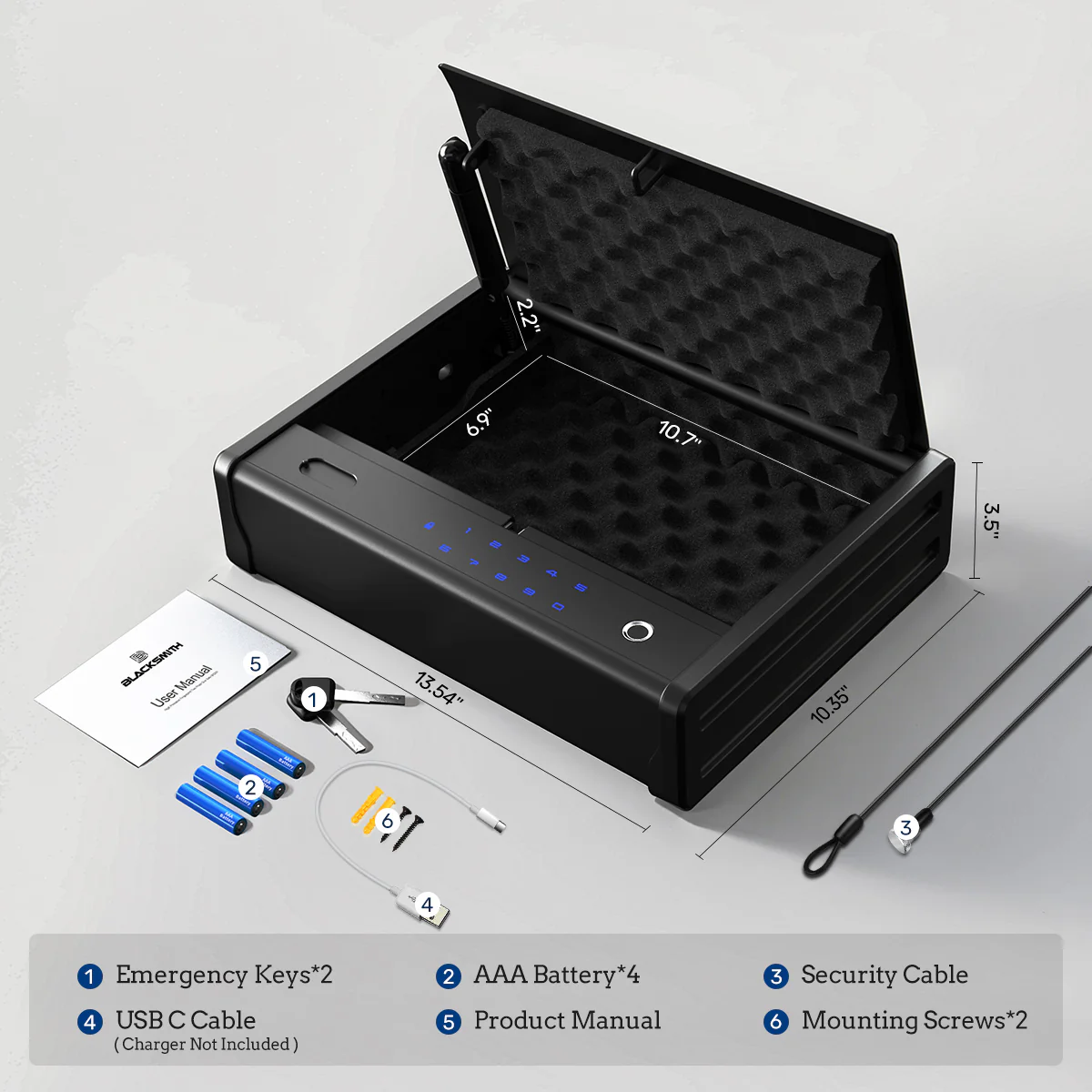 SF0201 Pistols Safe, Bedside Gun Box with Fingerprints - Image 8