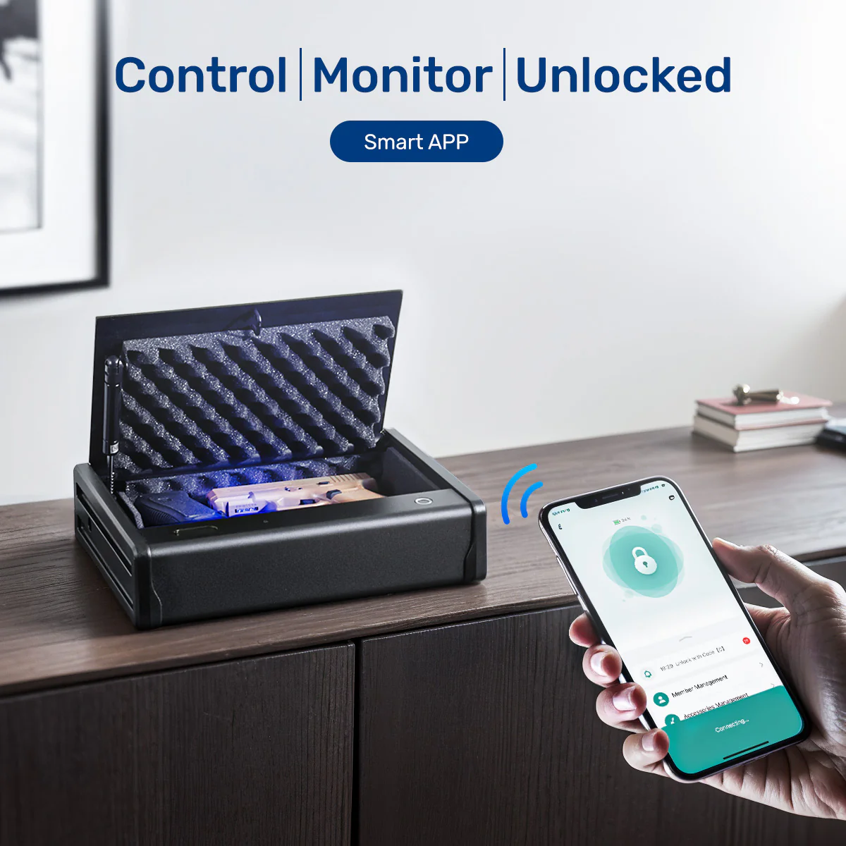 SF0201 Pro Pistols Safe, Bedside Gun Box APP Fingerprints - Image 3