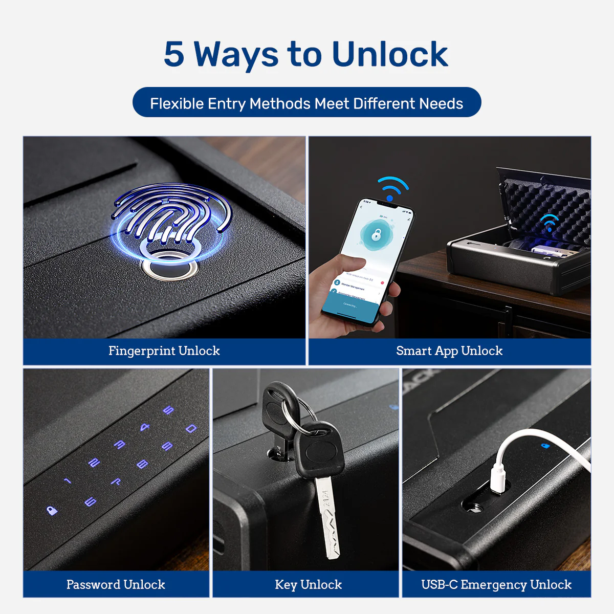 SF0201 Pro Pistols Safe, Bedside Gun Box APP Fingerprints - Image 5