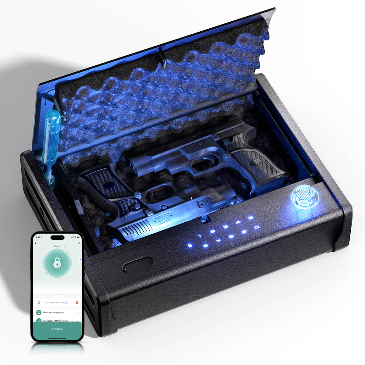 SF0201 Series Pistols Safe, Biometric Gun Box Quick Access - Image 12