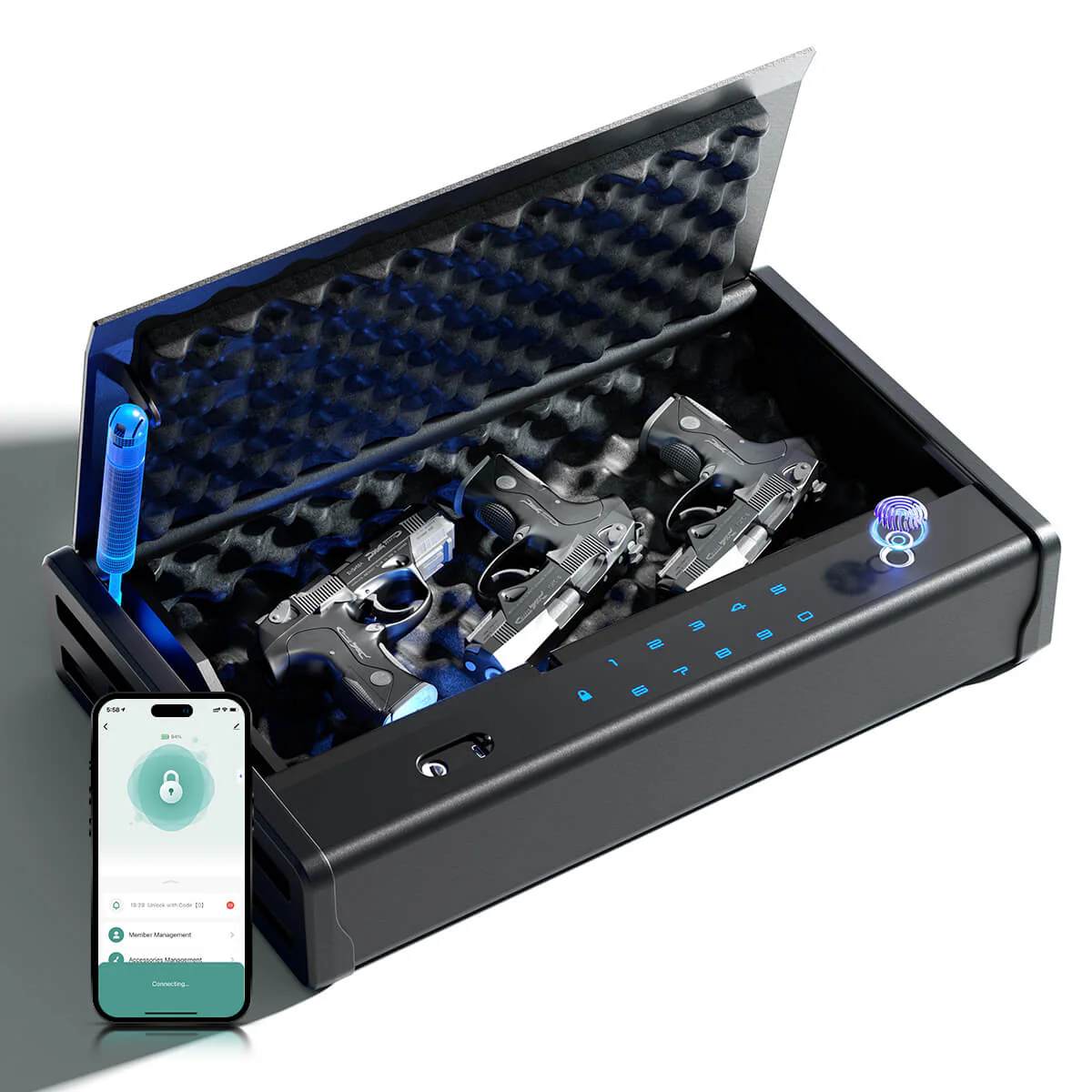 SF0201 Series Pistols Safe, Biometric Gun Box Quick Access - Image 13