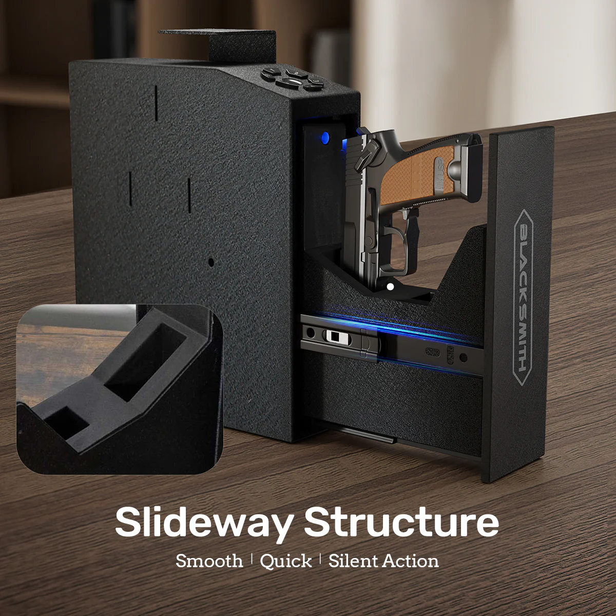 SF0203 Pro Pistol Safe, Slider Fingerprint APP Quick Access - Image 6