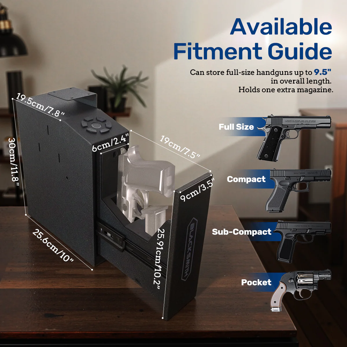 SF0203 Pro Pistol Safe, Slider Fingerprint APP Quick Access - Image 8