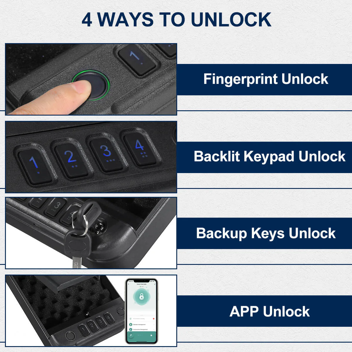 SF0301 Pistol Safe, Portable Box Fingerprint App Access - Image 10