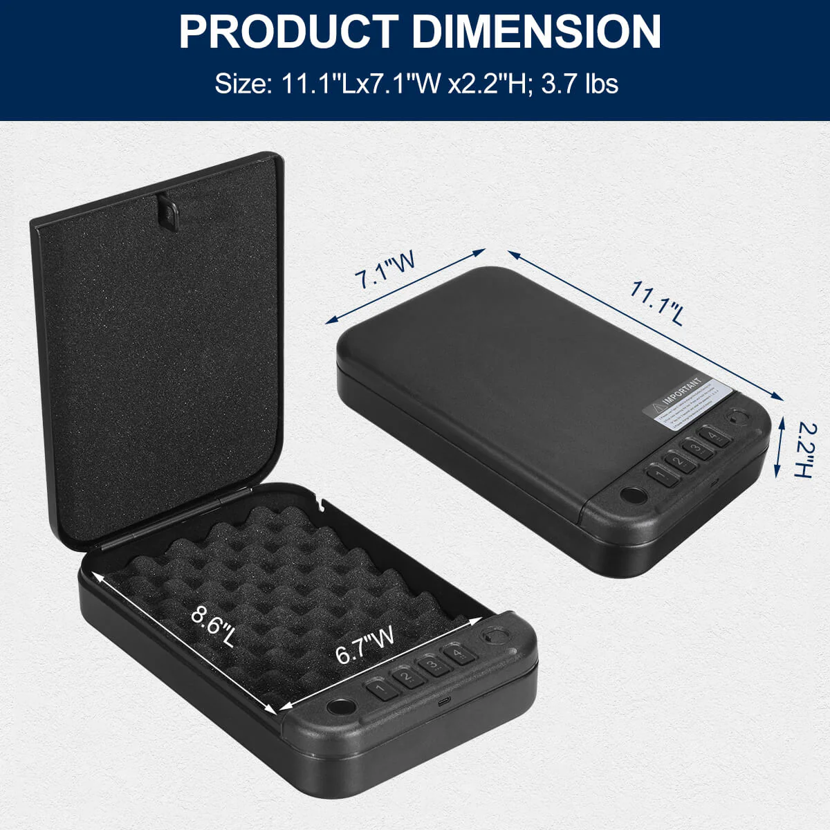 SF0301 Pistol Safe, Portable Box Fingerprint App Access - Image 13