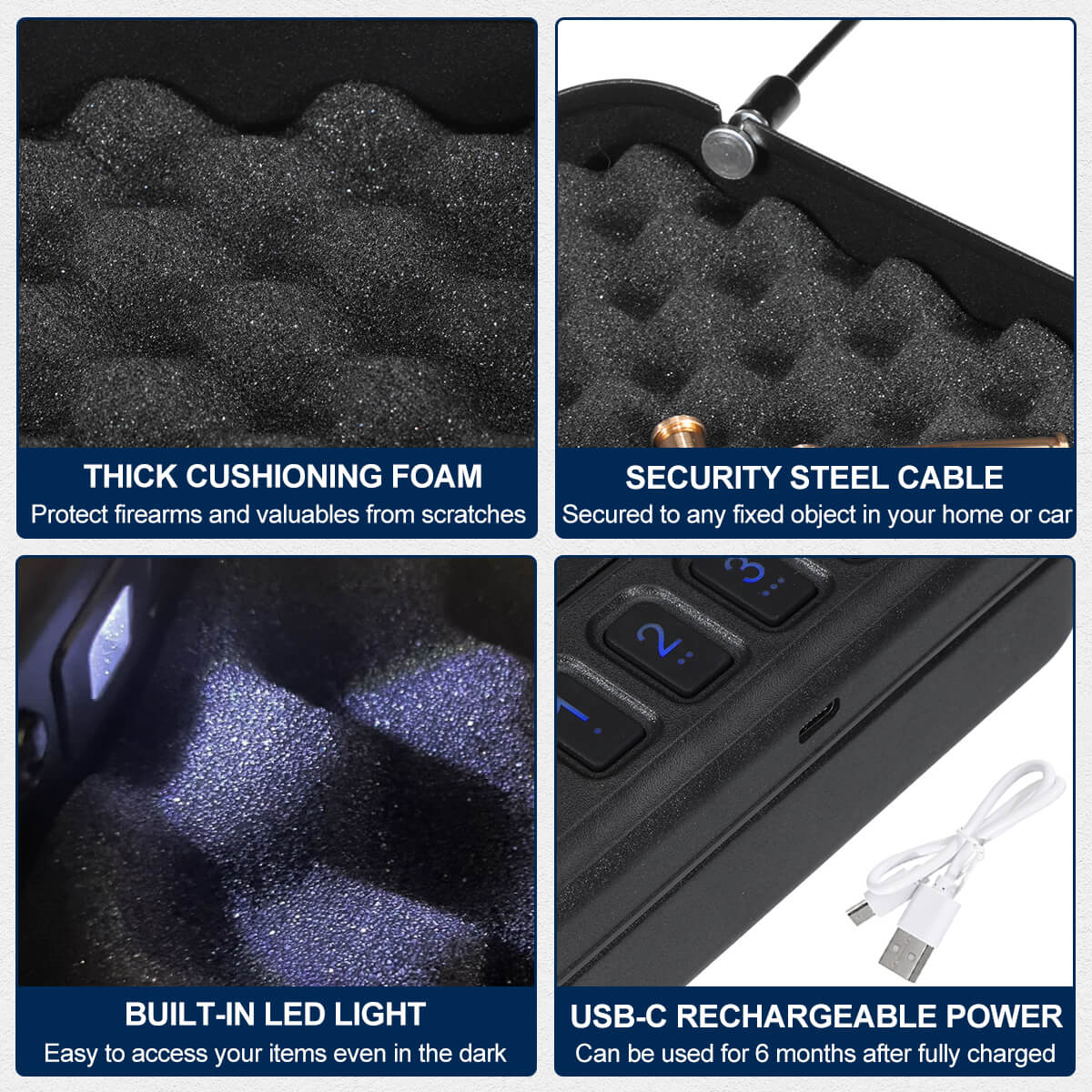SF0301 Pistol Safe, Portable Box Fingerprint App Access - Image 14