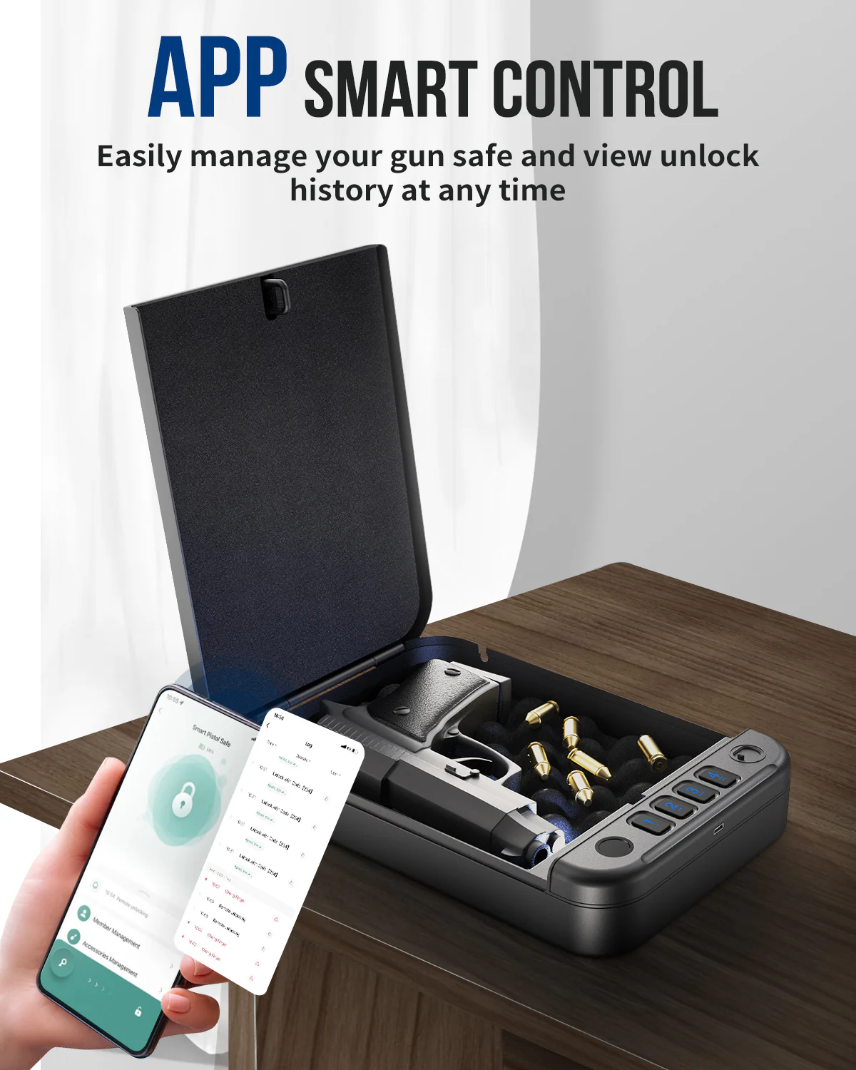 SF0301 Pistol Safe, Portable Box Fingerprint App Access - Image 6