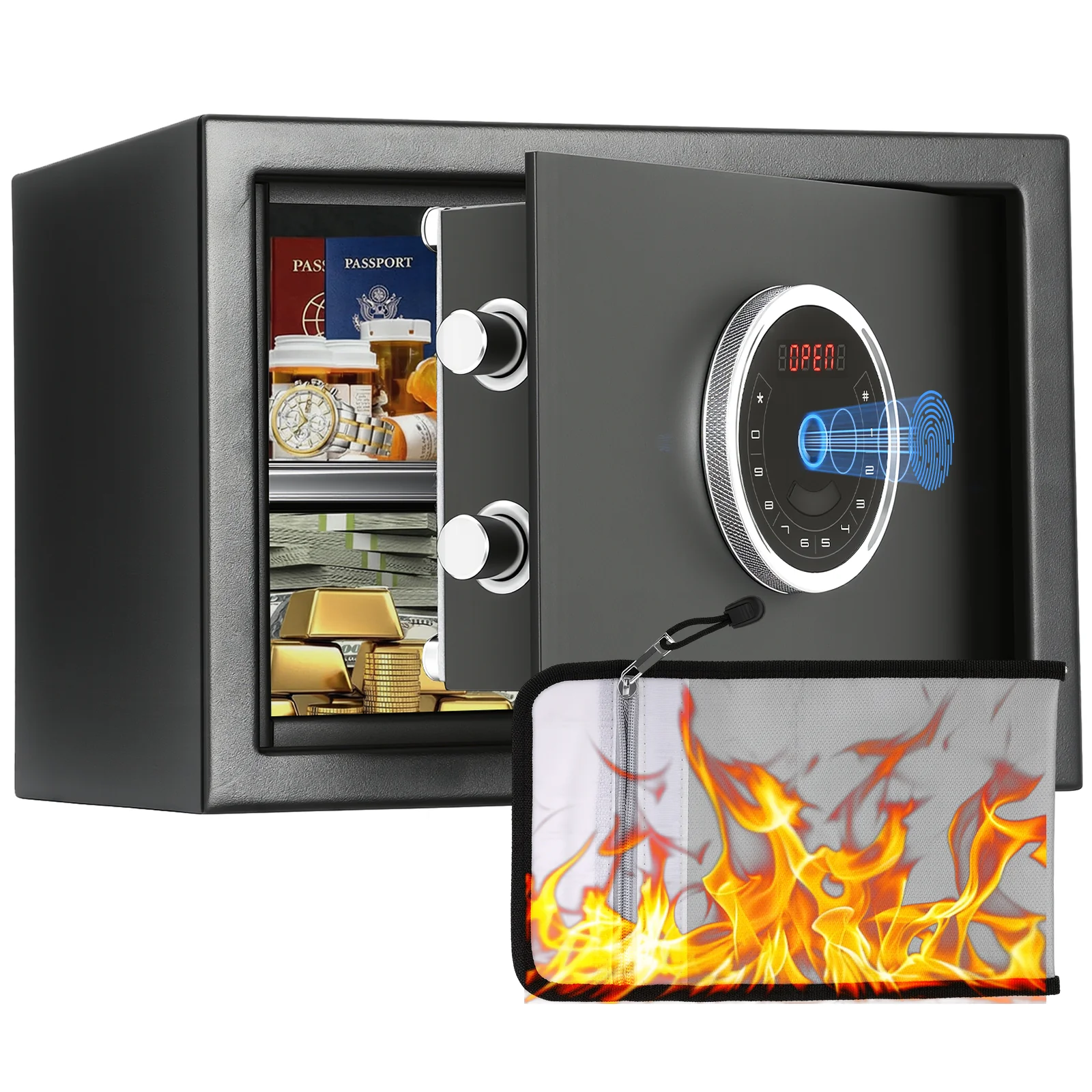 SF0502 Home Safe, Auto-Open 1.0 Cu Ft Biometric Lockbox - Image 10